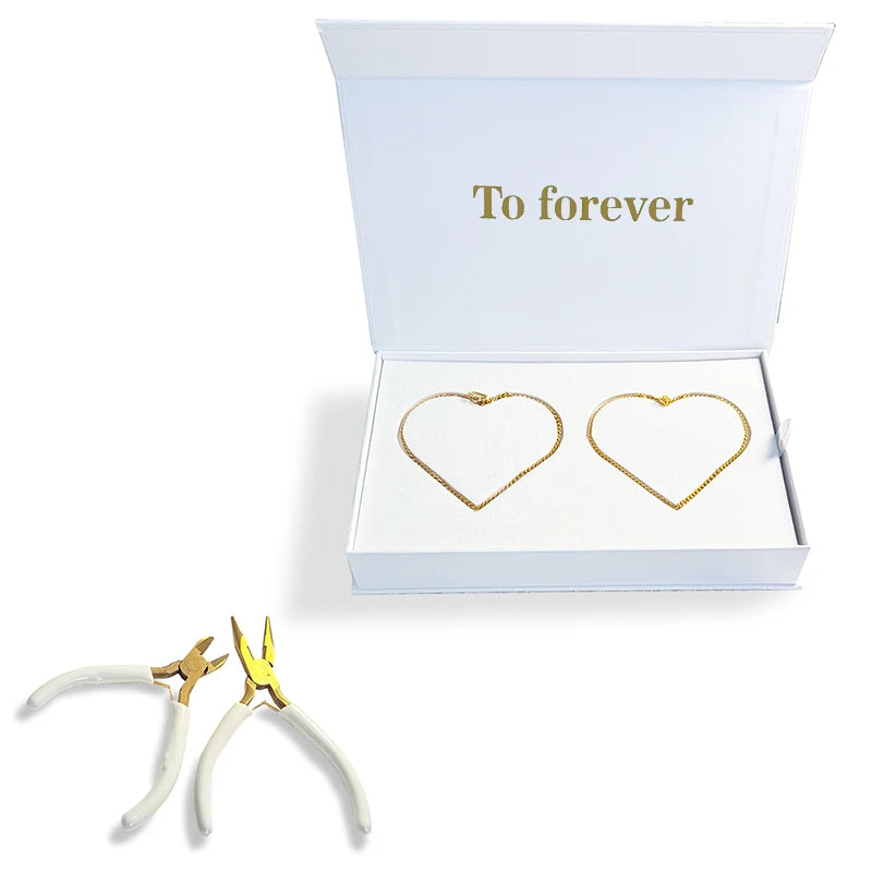 Permanent Bracelet Kit – DIY 316 Stainless Steel Bracelet Making Kit for Couples Gift for Anniversary, Valentine’s Day Jewelry - Metal Color: Gold and gold