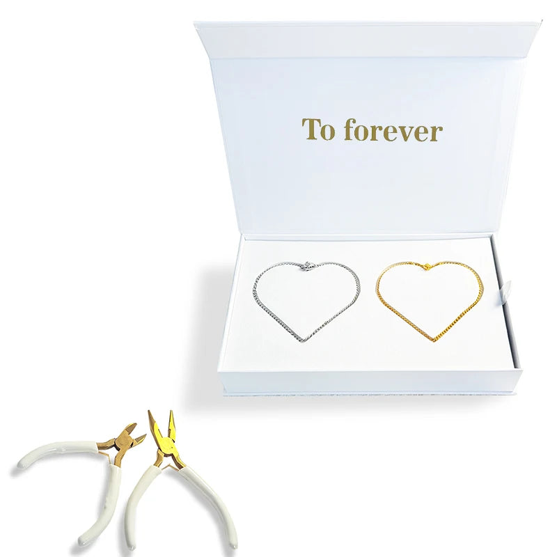 Permanent Bracelet Kit – DIY 316 Stainless Steel Bracelet Making Kit for Couples Gift for Anniversary, Valentine’s Day Jewelry - Metal Color: Gold and silver