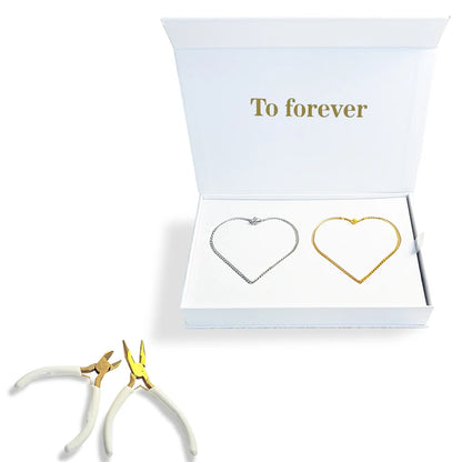 Permanent Bracelet Kit – DIY 316 Stainless Steel Bracelet Making Kit for Couples Gift for Anniversary, Valentine’s Day Jewelry - Metal Color: Gold and silver